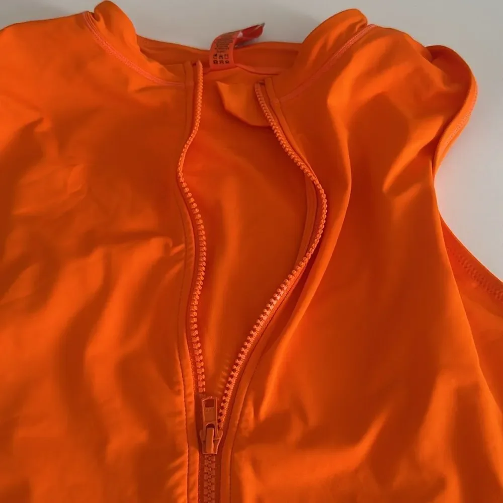 SKIMS Zip Front Sleeveless One Piece Orange NWT